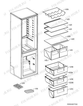 Взрыв-схема холодильника Ikea ISANDE 10377808 - Схема узла Internal parts
